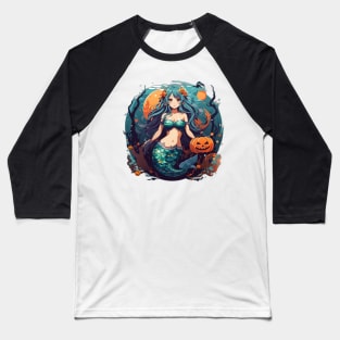 Pretty Little Halloween Mermaid Baseball T-Shirt